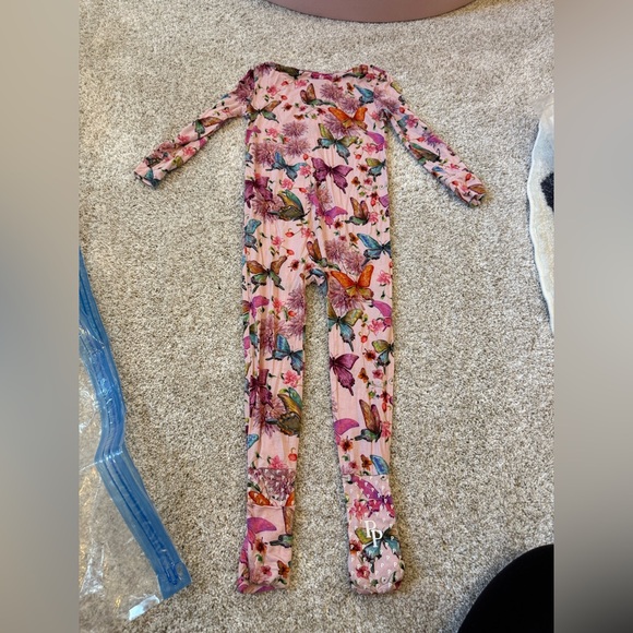 Posh Peanut Pink Floral Butterfly Romper - Picture 5 of 5